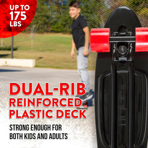 Flybar 22 Inch Kids Skateboard – Mini Cruiser for Ages 6-12, Lightweight, Durable, Non-Slip Deck, ABEC-7 Bearings
