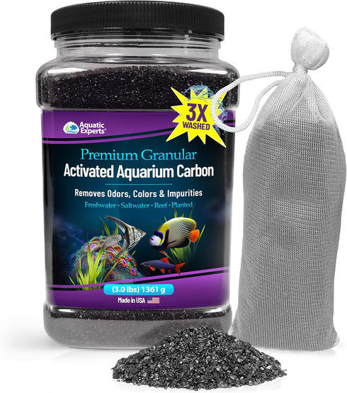 Premium Activated Carbon for Fish Tank Filter, Aquarium Filter Media, Granulated 3 lbs with Fine Mesh Bag