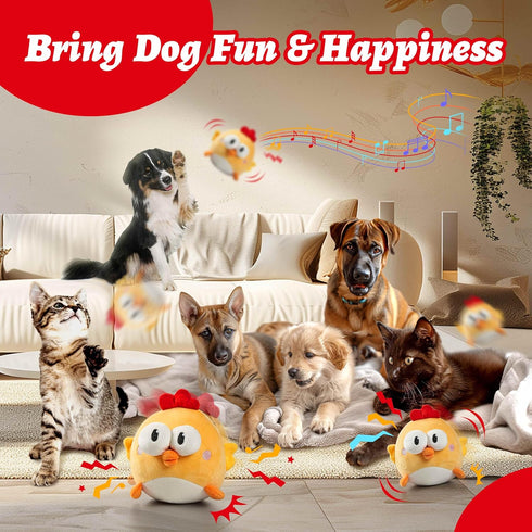 GUKCO Interactive Dog Toys, Squeaky Moving Ball Toy with Jumping & Music Modes, Rechargeable Plush Chew Toys