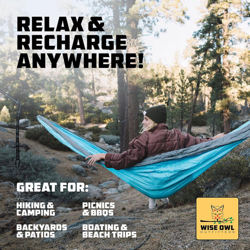 Wise Owl Outfitters Hammock for Camping - Double Hammocks Gear for Outdoors Backpacking