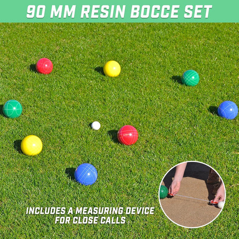 GoSports 90 mm Bocce Ball Sets, Outdoor Lawn Game in Composite or Resin for Family Fun