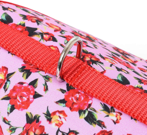 Mile High Life Velcro Dog Harness, Air Mesh Floral Vest for Small Dogs & Cats, Adjustable Easy Closures (Peony Rose, S)