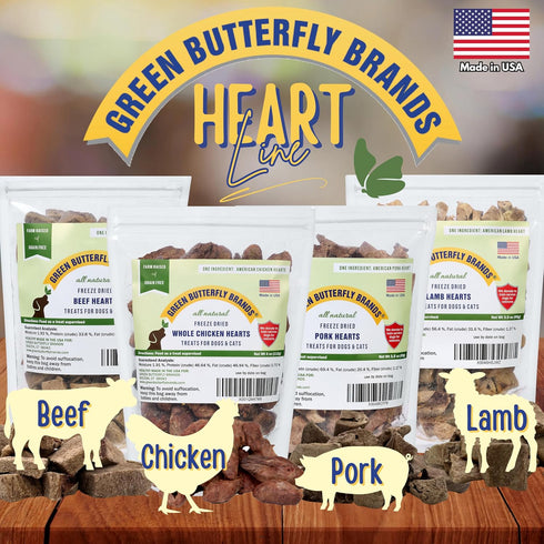 Freeze Dried Pork Heart Dog Treats - All Natural Freeze-Dried Raw Snacks for Dogs and Cats, High Protein