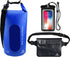 Waterproof Dry Bags Set of 3 with 2 Zip Lock Seals, Detachable Shoulder Strap, Waist Pouch & Phone Case - Navy Blue