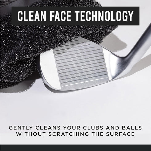 Club Scrub Golf Club and Golf Ball Cleaning Bag, Waterproof Clean Face Technology Liner, Detachable Clip, Machine