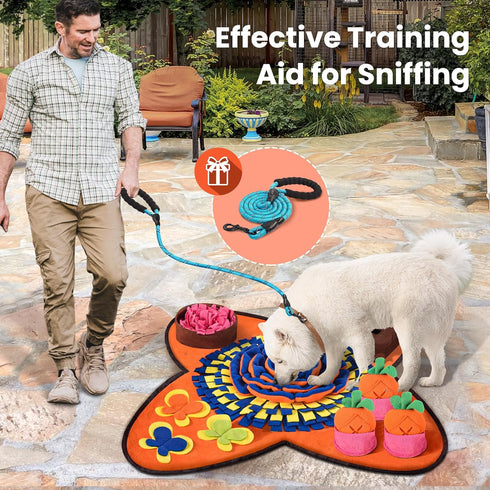 32''X20'' 32"x20") Snuffle Mat for Dogs for Large Dogs with Dog Leash, Nosework Interactive Sniffing Mat for Cats