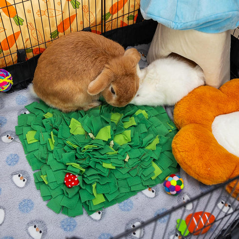 Chinchilla, Rabbit Foraging Mat, Interactive Bunny Foraging Toy Indoor, Soft Pet Feeding Mat Toy Also for Hedgehog