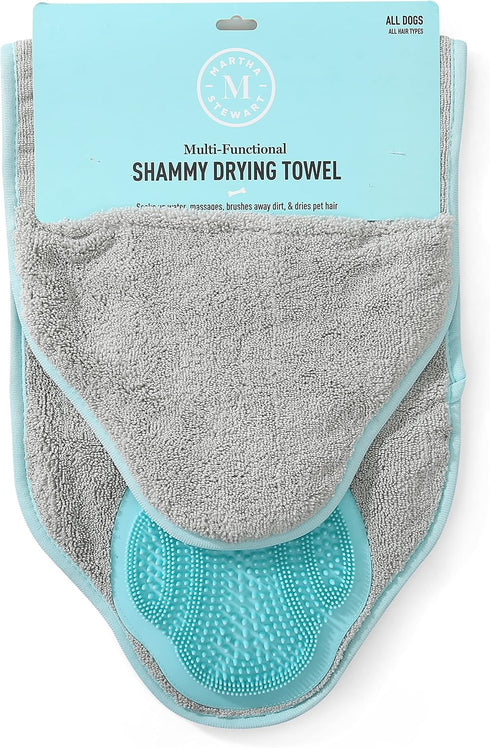 Martha Stewart Multi-Functional Shammy Drying Towel, Elegant Dog Grooming Tool for Drying & Massaging Pets (FF18762)