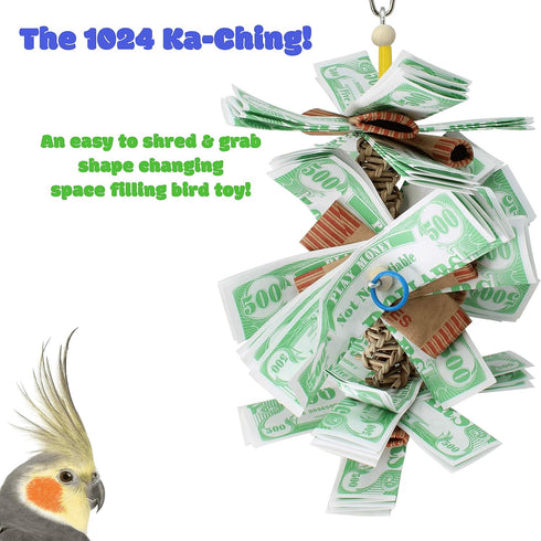 1024 Ka Ching Bonka Bird Toys, Shreddable Vine Paper for Parrot, Parrotlet, Cockatiel, Budgie