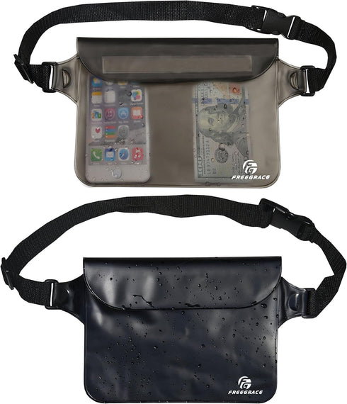 Freegrace Waterproof Pouches with Waist Strap - Keep Phone & Valuables Dry for Boating, Swimming