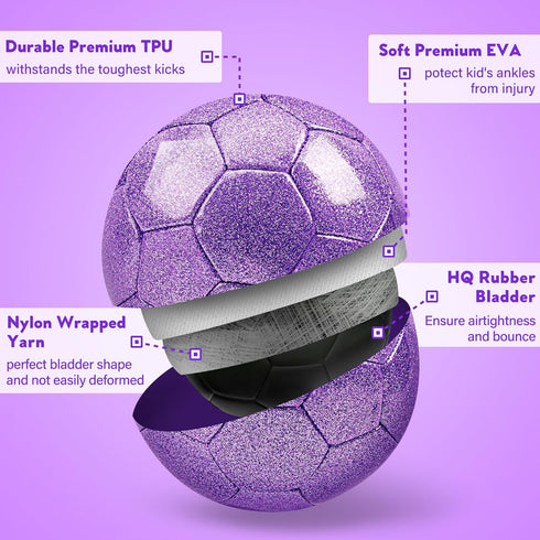 4 4-6 6-8 8-12 Size Soccer Ball Glitter Pink - Kids Aged Outdoors Sports Training Ball Recreation Playing Ball Teens