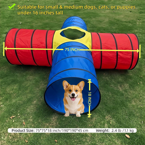 Generic Dog Agility Tunnel for Small & Medium Dogs and Puppies Durable Oxford Fabric, Pop-Up Exercise & Training Toy