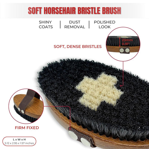 Wooden Pet Grooming Kit for Short-Haired & Double-Coated Dogs Cats Horses- Includes Bristle Brush, Massage Brushes