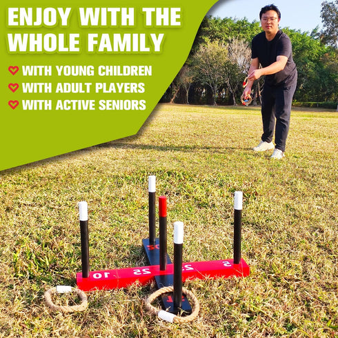 5 2 6 2 GOOSO Ring Toss Game for Kids - Indoor & Outdoor Game for Family and Adults with Poles, Bases and Rings