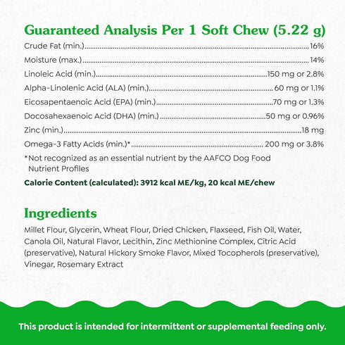 Greenies Skin & Coat Supplement for Dogs, 80-Count Tub Soft Chews with Fish Oil, Omega-3s, and Linoleic Acid