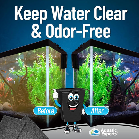 Aquarium Carbon Pad - Cut to Fit Carbon Infused Filter Pad Media for Crystal Clear Fish Tanks (18" x 36")