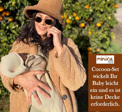 Newborn Essentials Baby Swaddle Blanket Set, 1 Piece (1 Pacifier Holder, 1 Cocoon Swaddle Sleep Sack, 1 Teddy Bear),