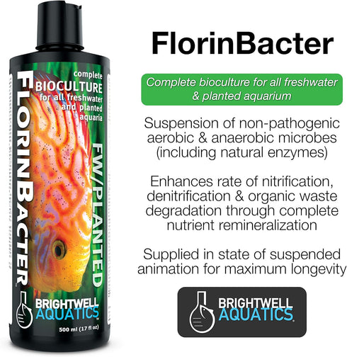 Brightwell Aquatics Florinbacter, Liquid Bioculture for Biological Filtration in Freshwater Planted Aquariums