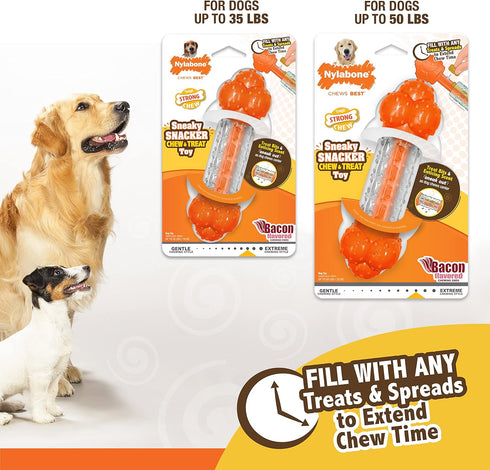 Nylabone Strong Chew Sneaky Snacker Treat Toy for Dogs, Interactive Bacon Flavor, Large/Giant (1 Count)