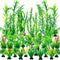 30pcs Fish Tank Accessories, Green Plastic Plants for Aquarium Decorations