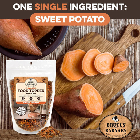 BRUTUS & BARNABY Dog Food Toppers - All Natural Vegan Sweet Potato Kibble Topper for Picky Eaters, Nutrient Packed