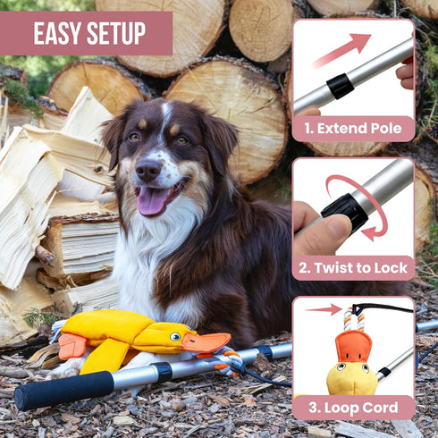 35" Flirt Pole for Dogs Heavy Duty - Multi-Sensory Tough Chase Toy for Medium & Large Breeds Extra Strong Dog Teaser