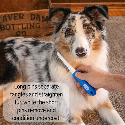 Ultimate Pet Dematting & Deshedding Set, 3 in 1 Grooming Tool Set, Dual Sided Rake, Dematting Razor Comb