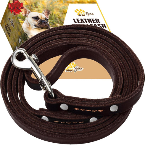 ADITYNA Premium Leather Dog Leash - 6 ft, Heavy-Duty, Soft & Strong for Small/Medium Dogs, Perfect for Walking,