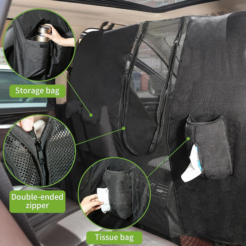 Dog Car Net Barrier for SUVs, Pet Barrier with Adjustable Rope and Storage Bag, Dog Fence Barrier for Car Front Seats
