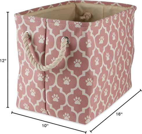 Bone Dry 6192 Pet Storage Collection - Medium Rectangle Lattice Paw Print, Rose
