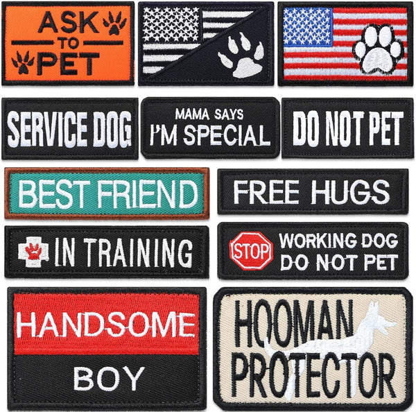 12 Pieces Removable Dog Patches Set for Service Dog Vest, Embroidered in Training, Working Dog Patch for Harnesses
