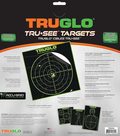 TRUGLO 12X12 Tru-See 100 Yard Bright Fluorescent Self-Adhesive Reactive Splatter Targets, 6, 12, 25 or 50-Pack