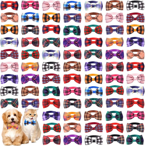 Segarty Bow Ties for Dogs, 80pcs Bowtie Collars for Small Medium Pets, Comfortable Adjustable Neck Bow Tie Grooming