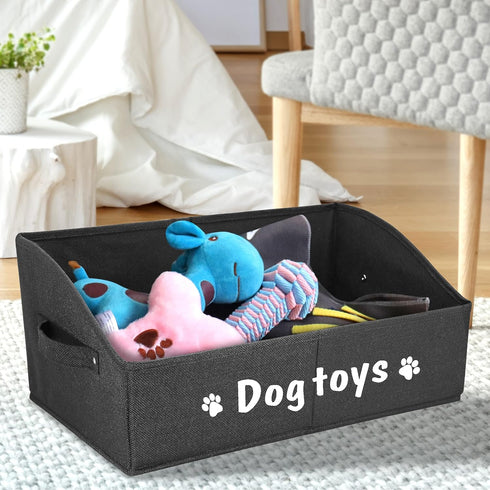PET ARTIST Sturdy Collapsible Dog Organization and Storage Basket - Cute Toy Storage with Handles for Dogs