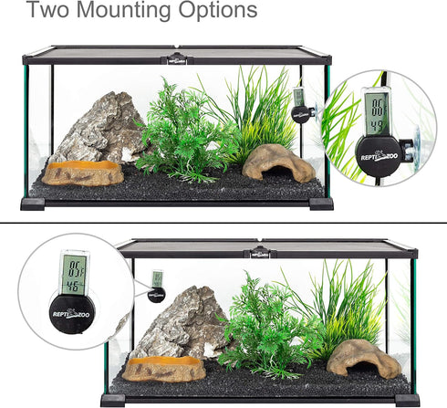 REPTI ZOO 2 Pack Reptile Terrarium Thermometer Hygrometer, Digital Display with Suction Cup for Pet Rearing Box