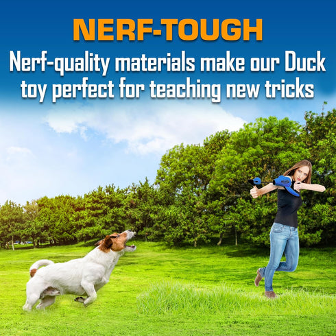 Nerf Dog Large Nylon Launching Duck, Interactive Design, Blue (3473), for All Breeds
