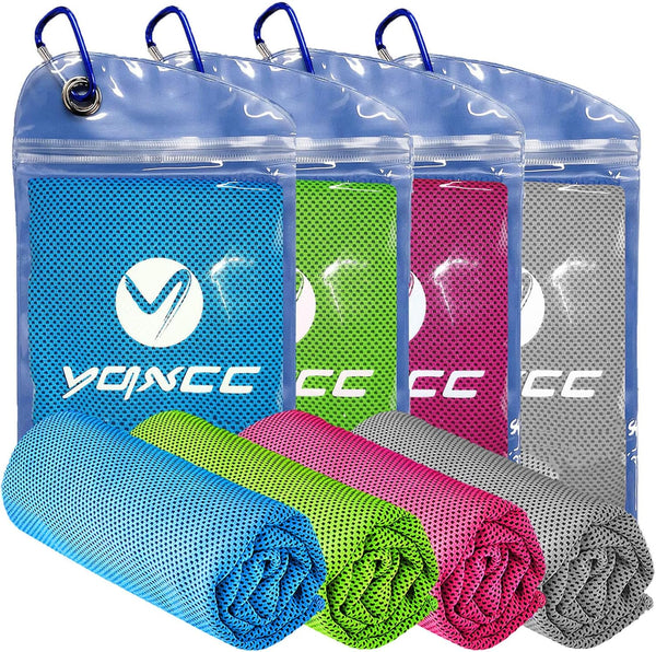 YQXCC 4 Pack Cooling Towels, Microfiber Soft Breathable Chilly Ice Towel for Sport, Yoga, Gym, Running