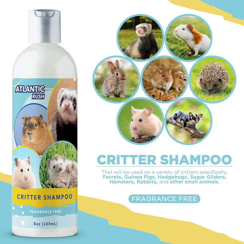 Critter Shampoo for Small Pets, 8oz Fragrance Free Shampoo for Ferrets, Guinea Pigs, Rabbits, and More