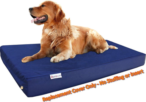 Dogbed4less XL Heavy Duty Dog Bed Replacement Cover, External Zipper Duvet Cover, Navy Blue, 40X35X4 Inches