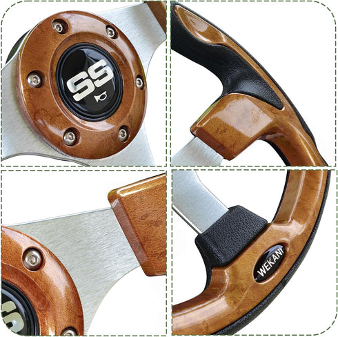 Golf Cart Steering Wheel for EZGO YAMAHA Club Car Precedent Most Golf Carts Wood Grain