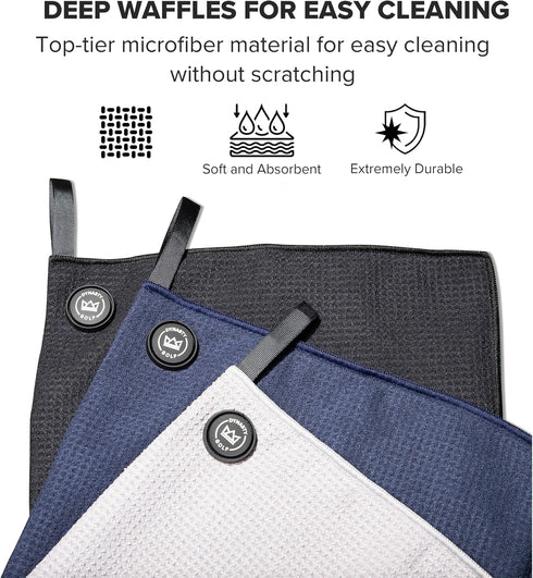 Magnetic Golf Towel for Bags - Microfiber Waffle Golf Towels for Men & Women with Magnet (Blue)