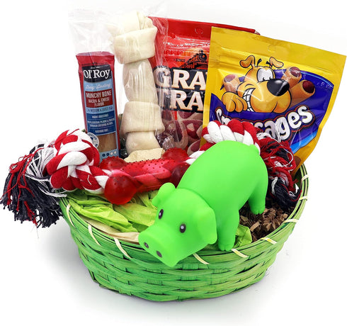Dog Gift Basket Treats Chewing Toy Holiday Set