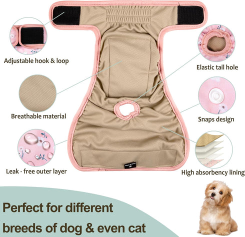 5Pcs Female Dog Diapers - Premium Reusable Diapers for Doggie in Heat - Highly Absorbent Dog Diapers Female for Pet