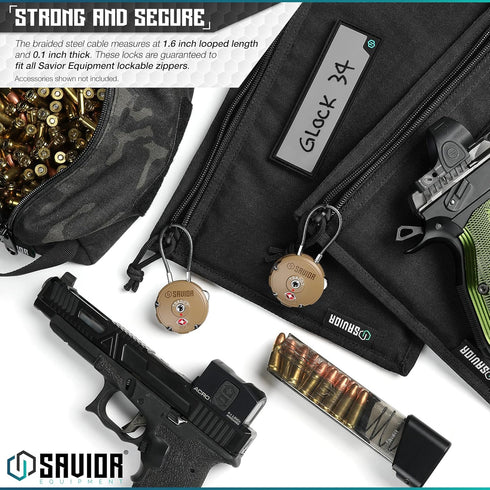 Savior Equipment TSA-Approved 3-Digit Combination Cable Travel Luggage Locks - 1-Pack for Rifle Bag & Outdoor Storage