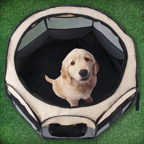 Pet Puppy Dog Playpen, Portable Foldable Cat Tent Crate, Indoor Outdoor Playground 29x16 (Grey)
