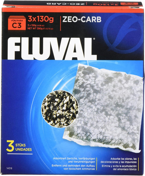 Fluval C3 Zeo-Carb Replacement Aquarium Filter Media, 3 Count (Pack of 1), 14018, White