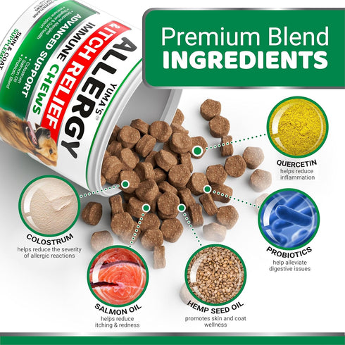 170 3 Dog Allergy Relief Chews - Dog Itching Skin Relief Treatment Pills - Treats - Anti-Itch Chewables - Itchy and Paw