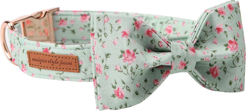 Unique Style Paws Soft & Comfy Bowtie Dog Collar and Cat Collar, Pet Gift for Dogs and Cats, 6 Sizes, 7 Patterns