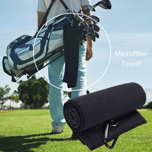 Golf Accessories Kit - Includes Towel, Ball Holder, Brush, Divot Repair Tool, and More