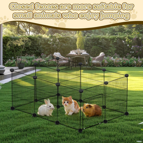 21 PETKNOWS Panels Small Animal Playpen, Guinea Pig Cages with Doors and Waterproof Mat Pet Playpen for Rabbits Guinea
